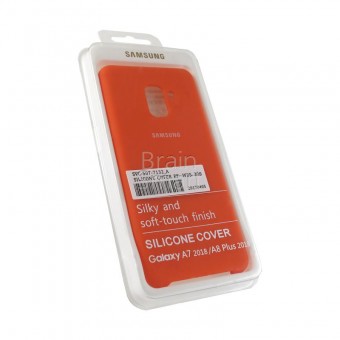Чехол накладка силиконовая Samsung А730 (А8+ 2018) Silicone Cover ярко-оранжевый (13) фото