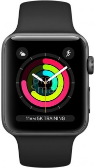 Apple Watch Siries 3 42mm серый+черный фото