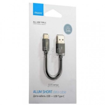Deppa USB кабель USB - USB Type-C, (72264) 0.15м графит фото