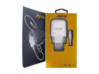 СЗУ ASPOR A829 2USB + кабель Type-C (2.4A/IQ) White фото