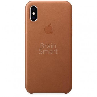 Чехол накладка iPhone X Leather Case экокожа Saddle Brown фото