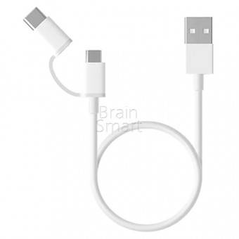 USB кабель Xiaomi Micro toType-C 2 in1 (1м) Белый фото