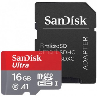 Карта памяти SanDisk micro SD 16 ГБ class 10 + адаптер фото