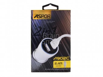 АЗУ ASPOR A902 2USB + кабель Micro (2.4 A) белый фото