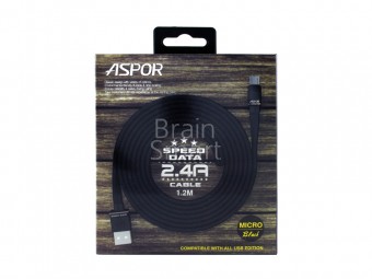 USB кабель ASPOR A135 Micro Nylon Material (1.2m) (2.4A/QC) Черный фото