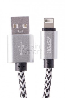 USB кабель ASPOR A175 iPhone 5/6 30cm (3.0A) серебристый фото