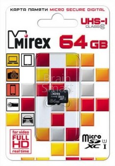 Карта памяти Mirex micro SD 64 ГБ class 10  фото