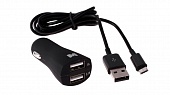 АЗУ Maverick 2 USB (2.1A+1A) + дата-кабель micro USB, черный