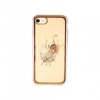 Чехол накладка силиконовая iPhone 7/8 Girlscase Swarovski Classic Series-Plumage золотистый2 фото