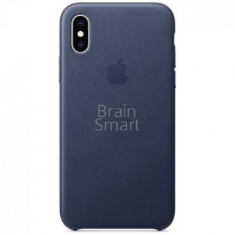Чехол накладка iPhone XS Leather Case экокожа Midnight blue фото