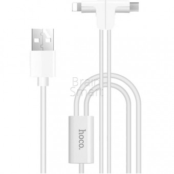USB кабель HOCO X12 Lightning+Micro (1.2m) White фото