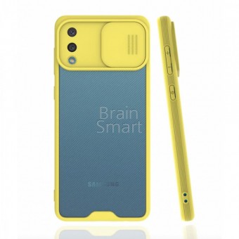 Чехол накладка со слайд-камерой REALM для Samsung A02S (2021) Желтый фото