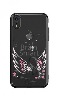 Чехол накладка силиконовая iPhone XR KINGXBAR Swarovski Swan Series Frame Black фото