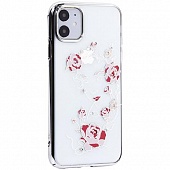 Чехол накладка силиконовая iPhone11 Pro KINGXBAR Swarovski Flora Series Silver