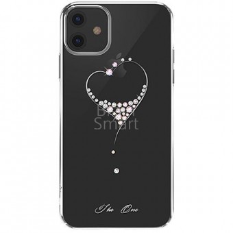 Чехол накладка силиконовая iPhone11 KINGXBAR Swarovski Starry Sky-Heart Series Silver фото