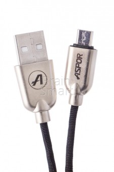 USB кабель ASPOR A116 Nylon Kirsite (1,2м) (2,1А) черный фото