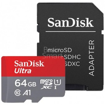 Карта памяти SanDisk micro SD 64 ГБ 80Mb/S class 10 + адаптер фото
