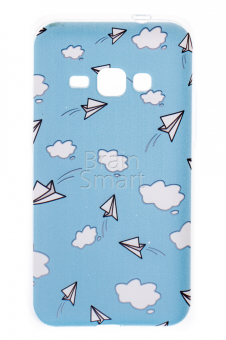 Чехол накладка силиконовая Samsung J120 Fashion Case рисунок Небо голубой/белый фото